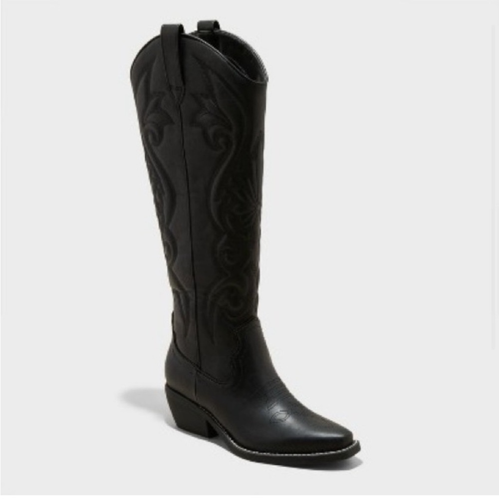 Black Leather Cowboy Boots
